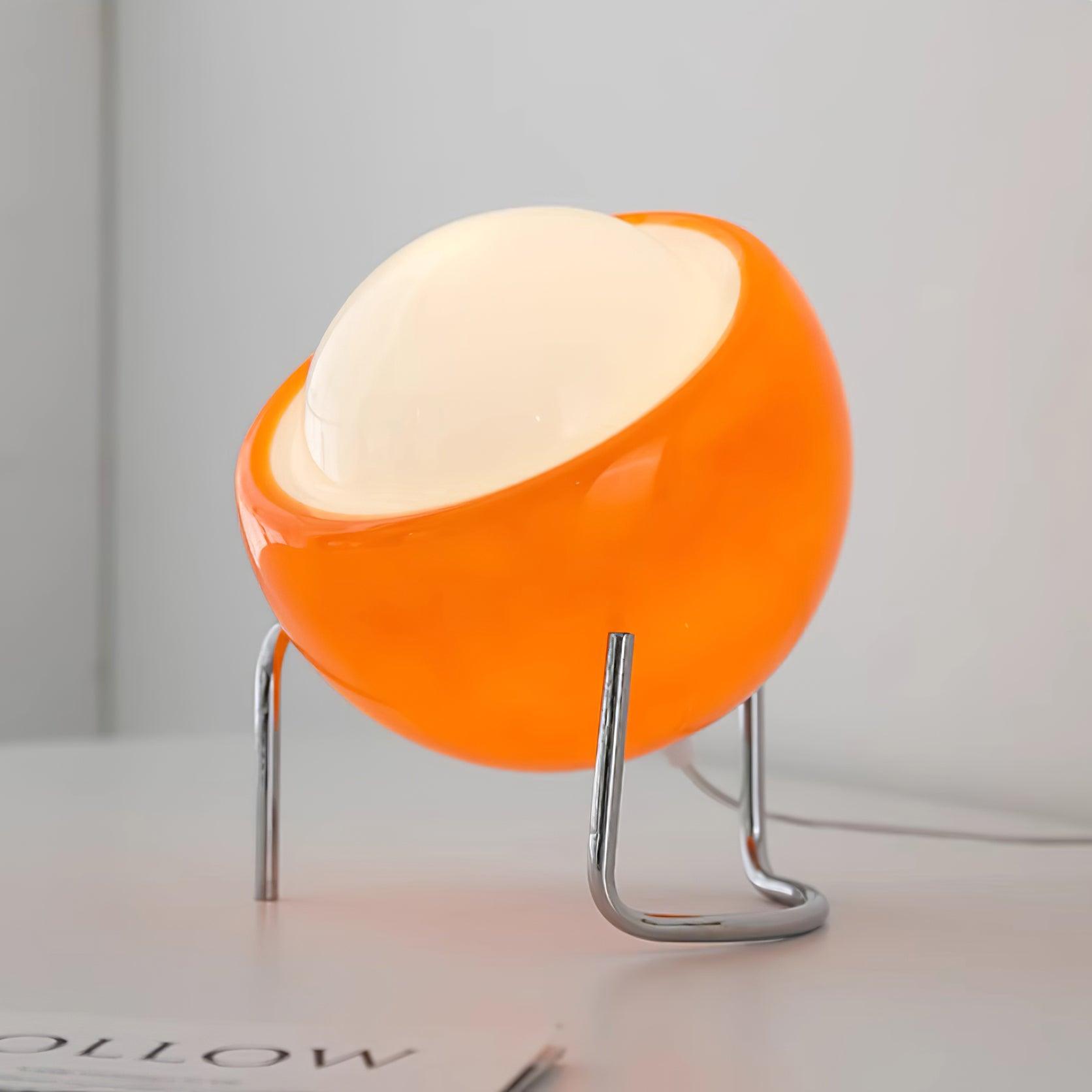Bauhaus Style Glass-Look Table Lamp with Metal Frame