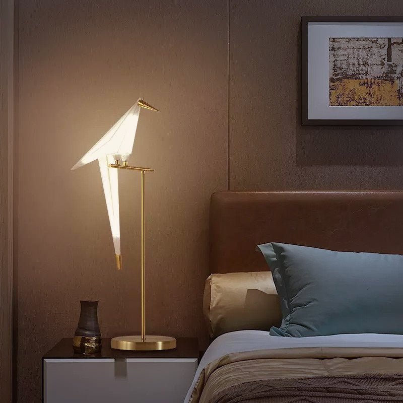 Origami Bird Table Lamp with Magnetic Metal Stand