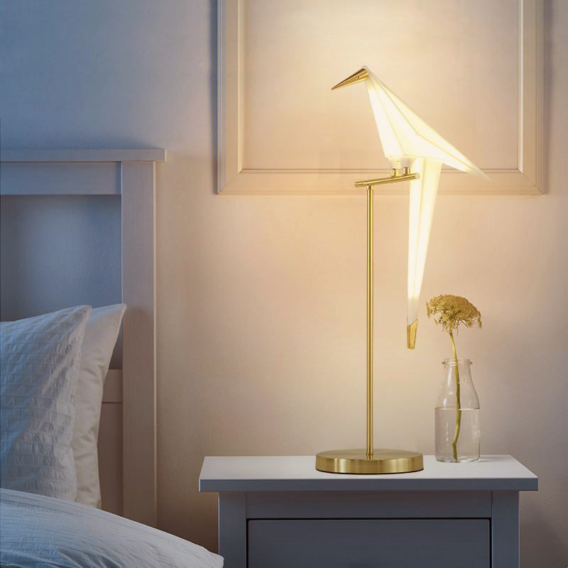 Origami Bird Table Lamp with Magnetic Metal Stand