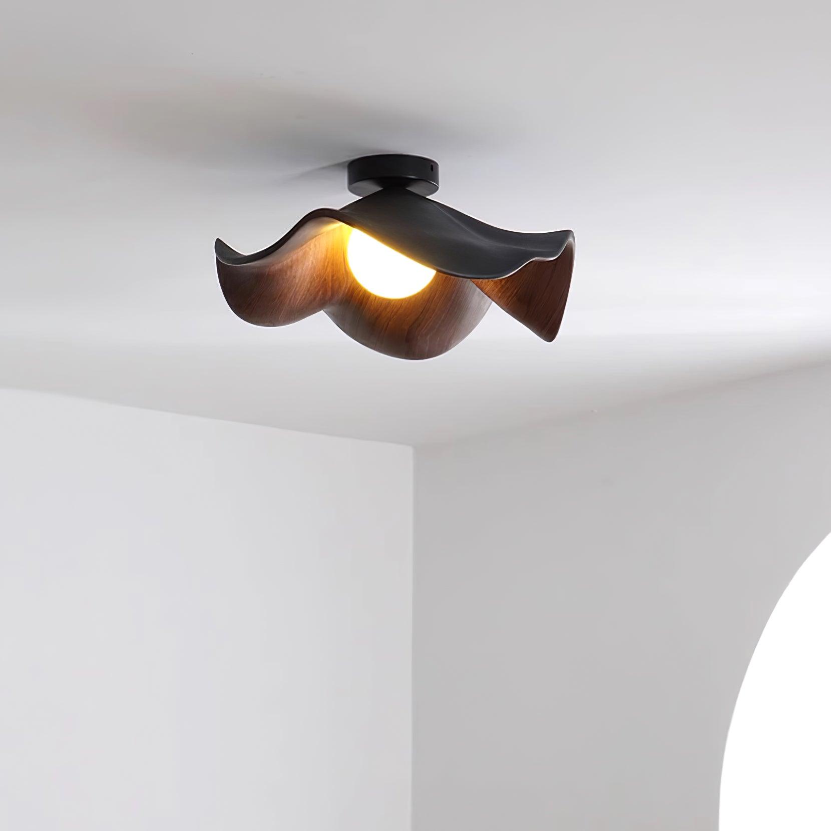 Modern Ceiling Lamp Sculptural Wood Inspired Design