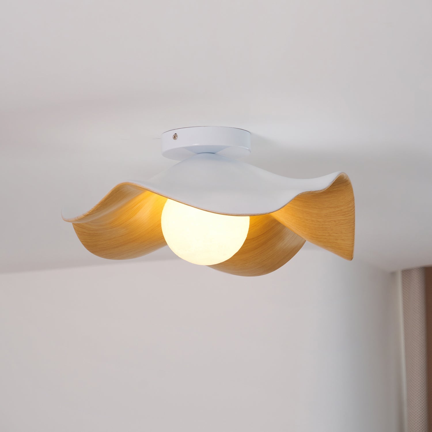 Modern Ceiling Lamp Sculptural Wood Inspired Design