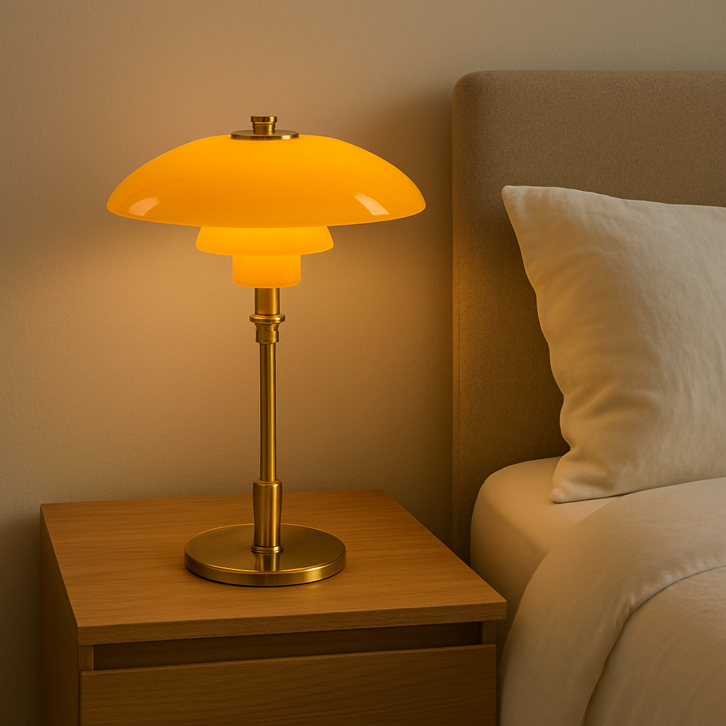Vintage Danish Glass Shade Table Lamp