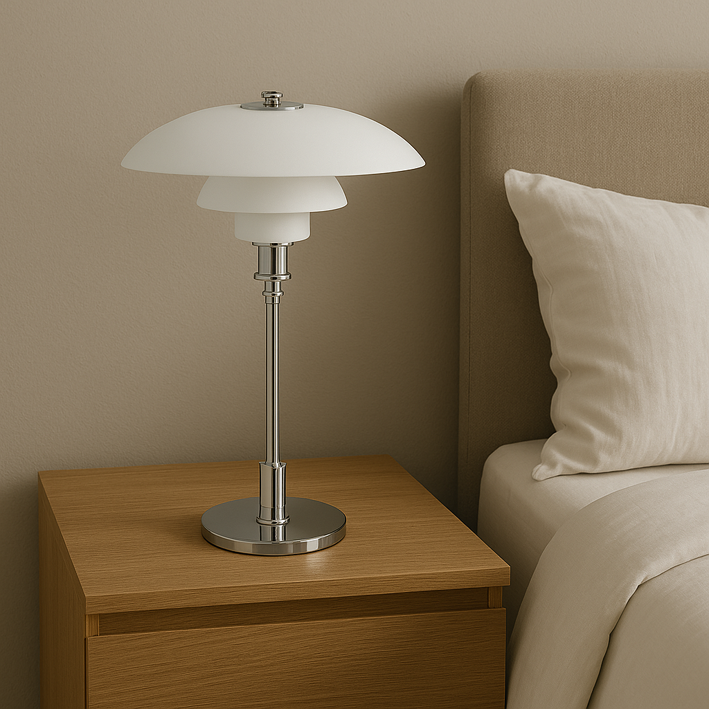 Vintage Danish Glass Shade Table Lamp