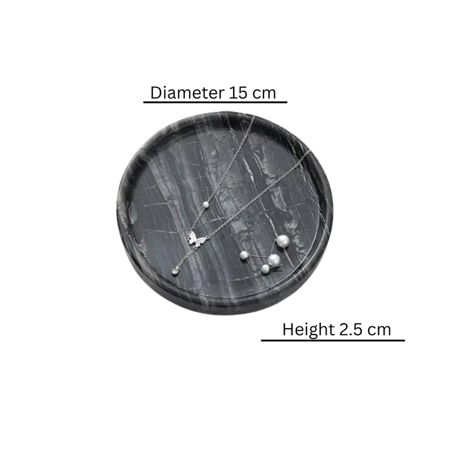 Circular Black Marble Jewellery Tray