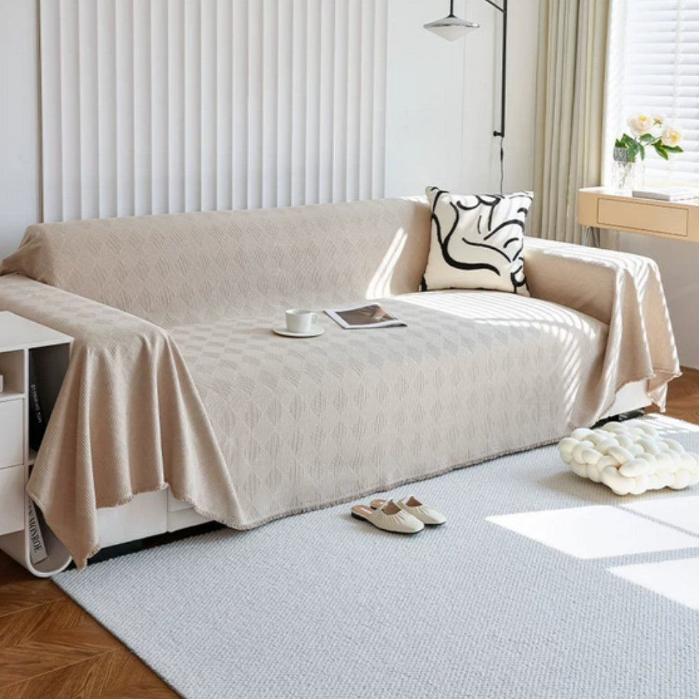Diamond Grid Chenille Couch Cover