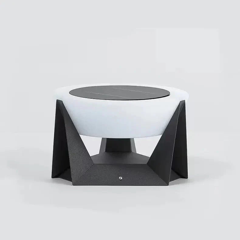 Black Solar Garden Lamp with Square Housing and White Top