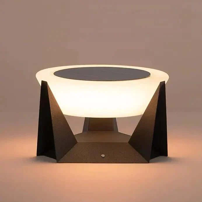 Black Solar Garden Lamp with Square Housing and White Top