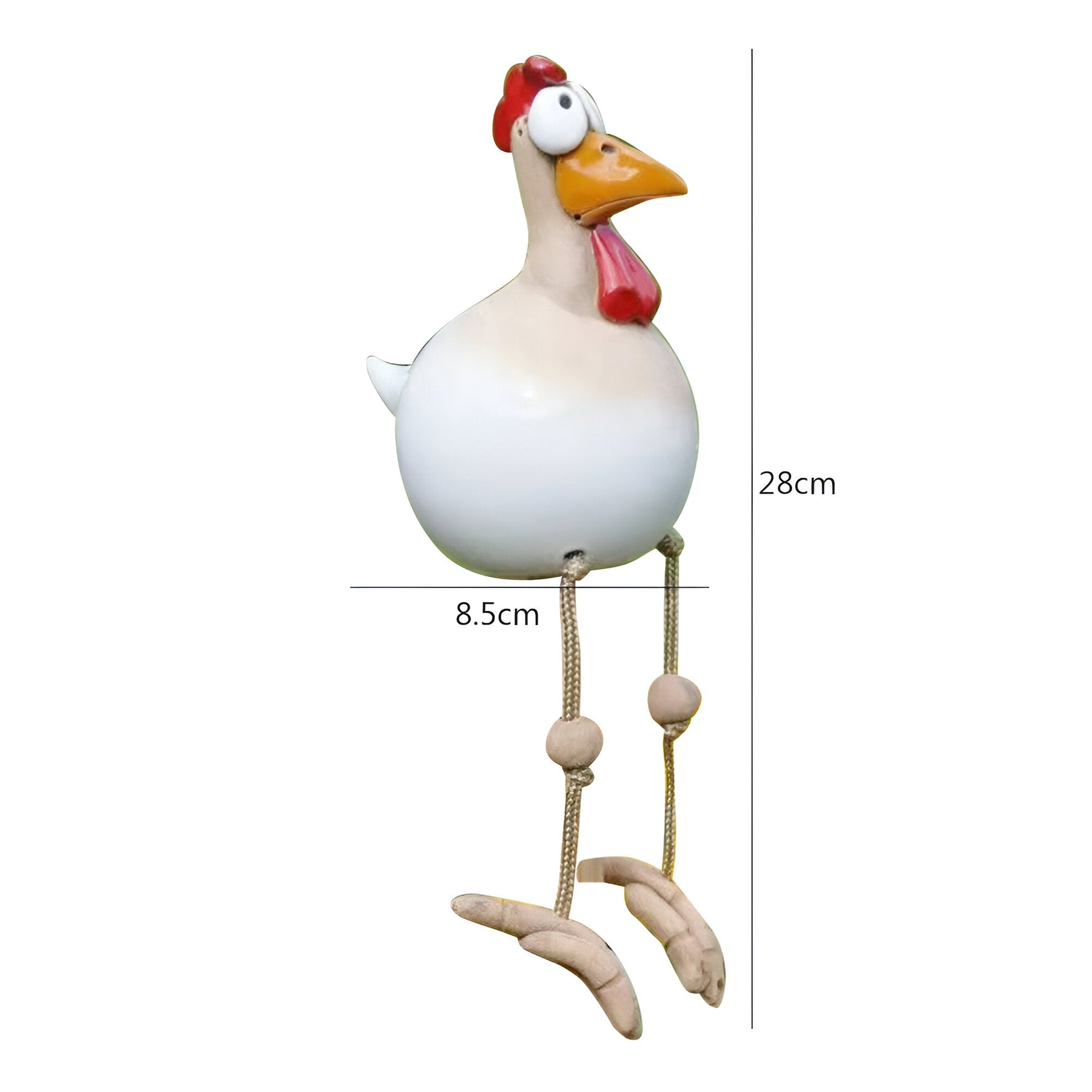 Resin Rooster Garden Figurine with Hanging Legs