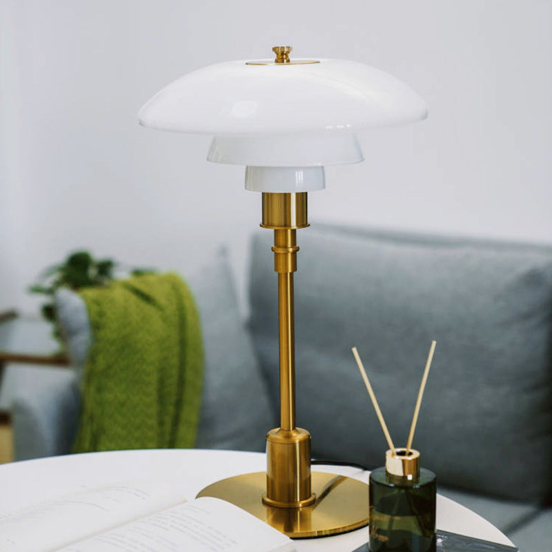 Vintage Danish Glass Shade Table Lamp