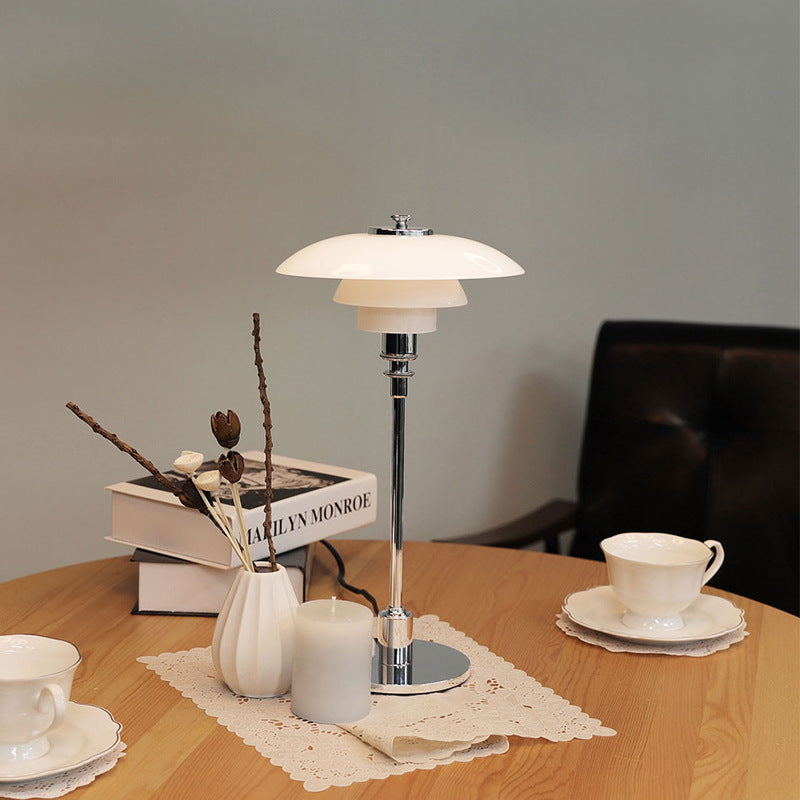 Vintage Danish Glass Shade Table Lamp