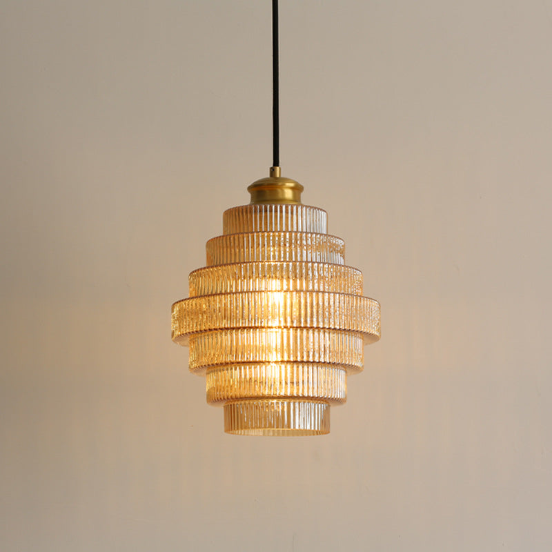 Vintage Tiered Glass Hanging Lamp