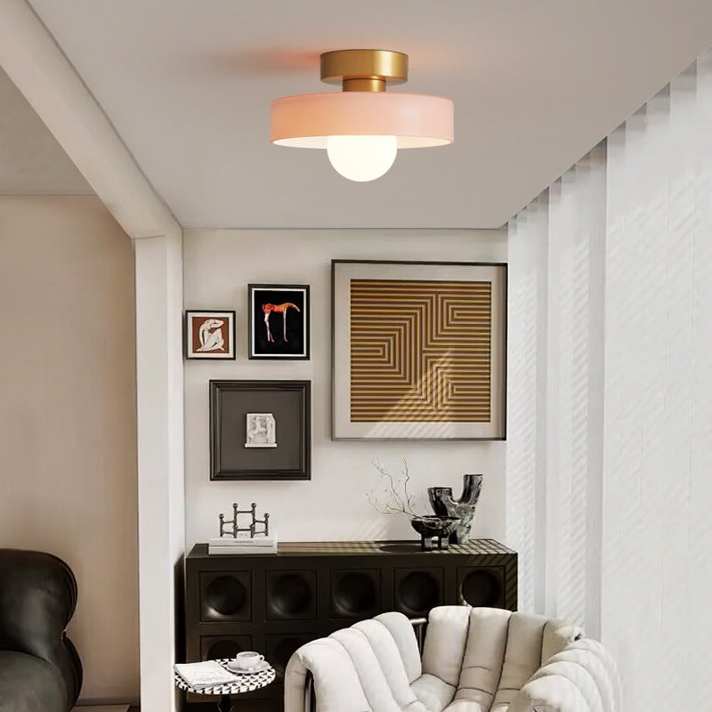 Bauhaus Glass Ceiling Light with Round Shade