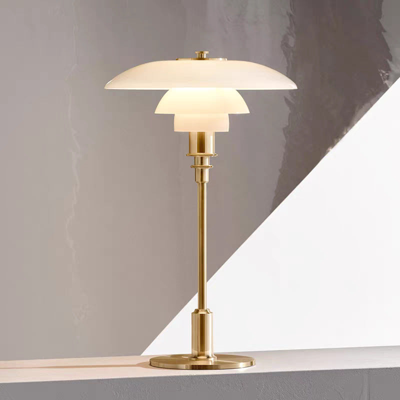 Vintage Danish Glass Shade Table Lamp