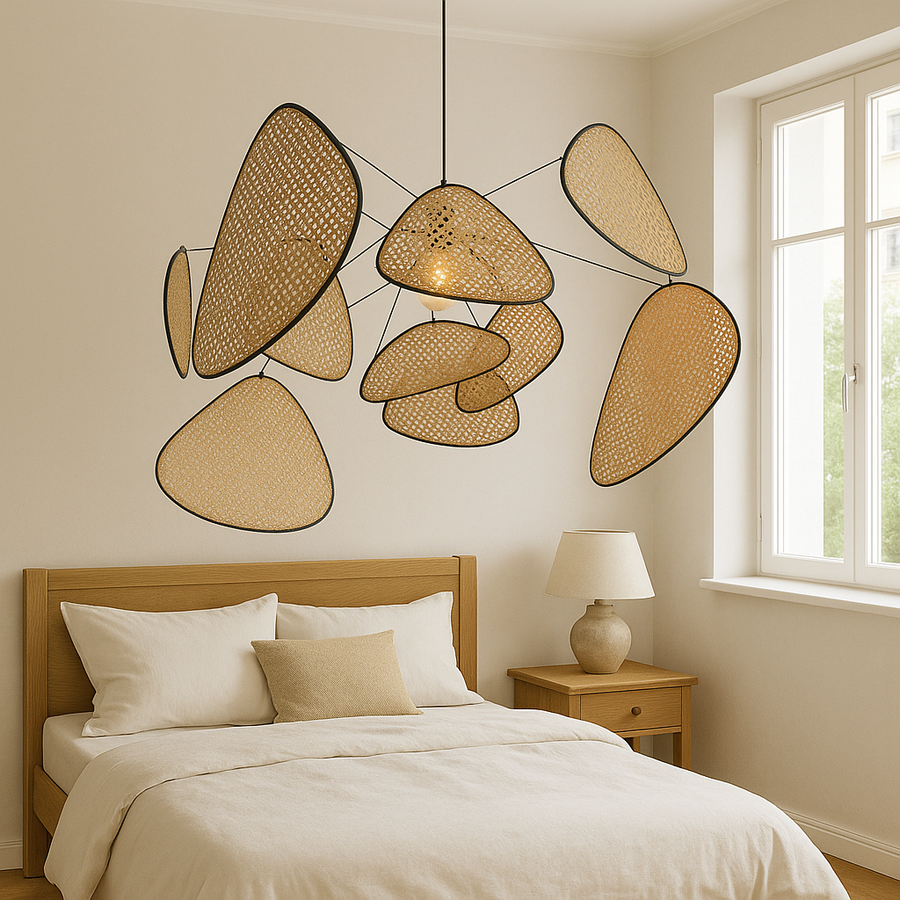 Organic Rattan Sculpture Pendant Light