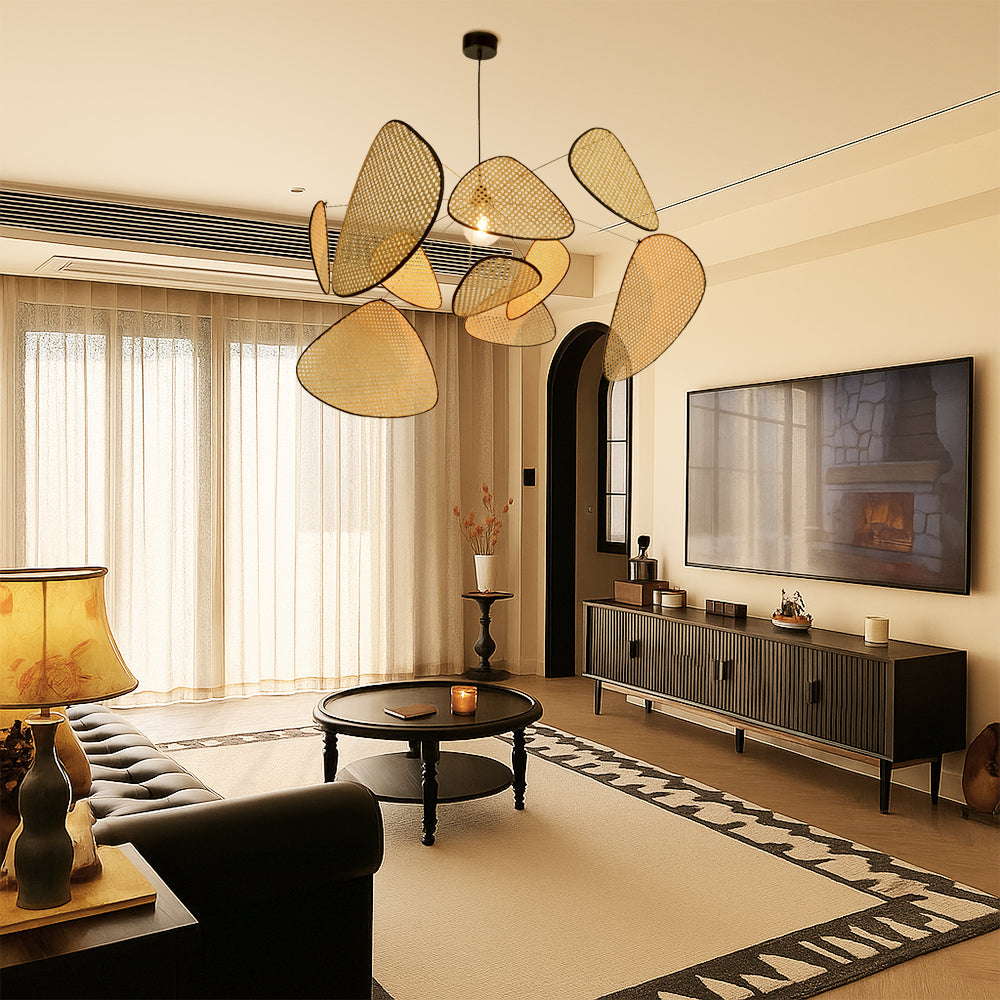 Organic Rattan Sculpture Pendant Light