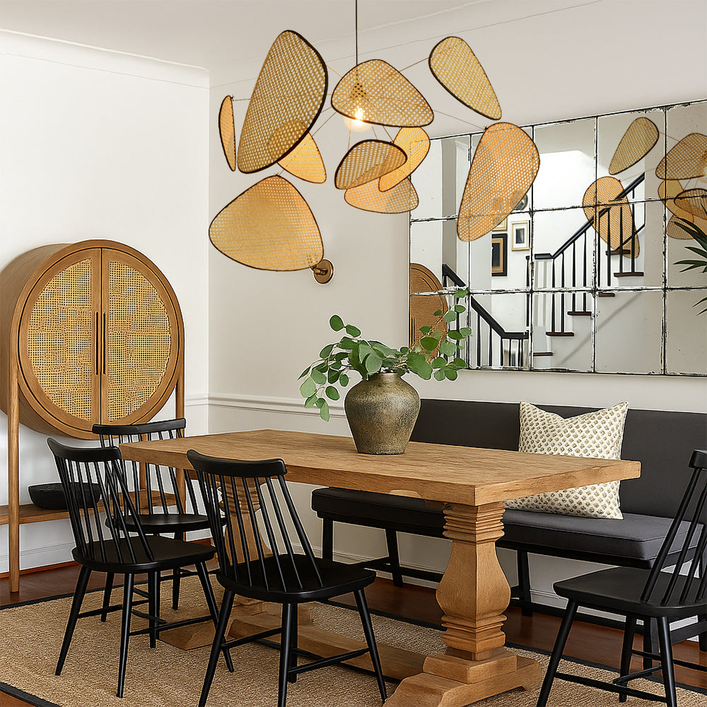 Organic Rattan Sculpture Pendant Light