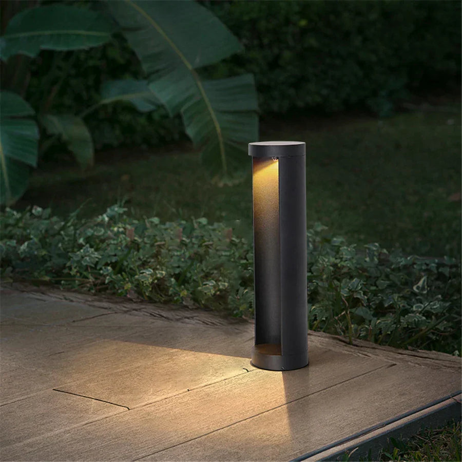 Black Outdoor LED Bollard Light for Garden Path Lighting