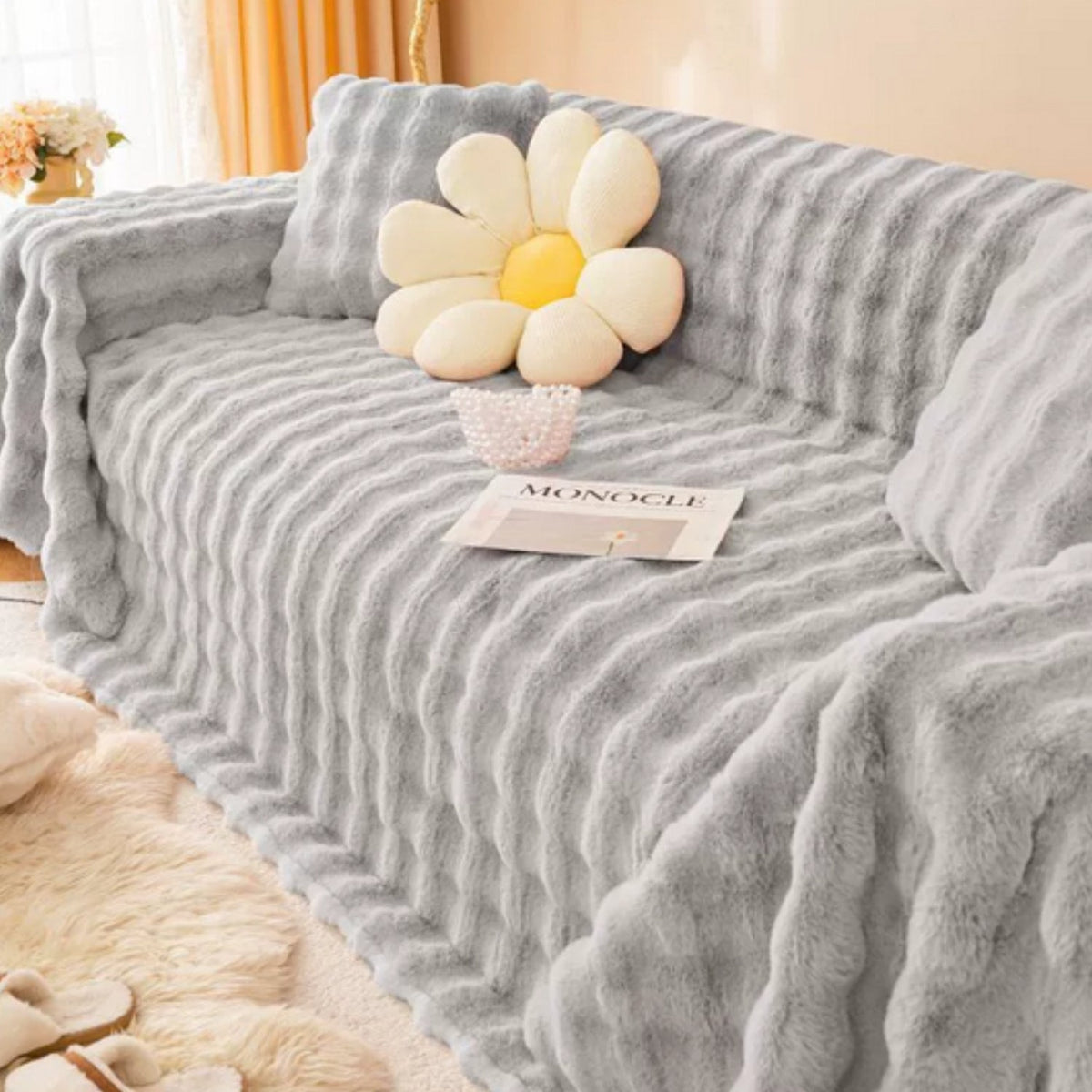 Rabbit Faux Fur Blanket Soft Couch Cover