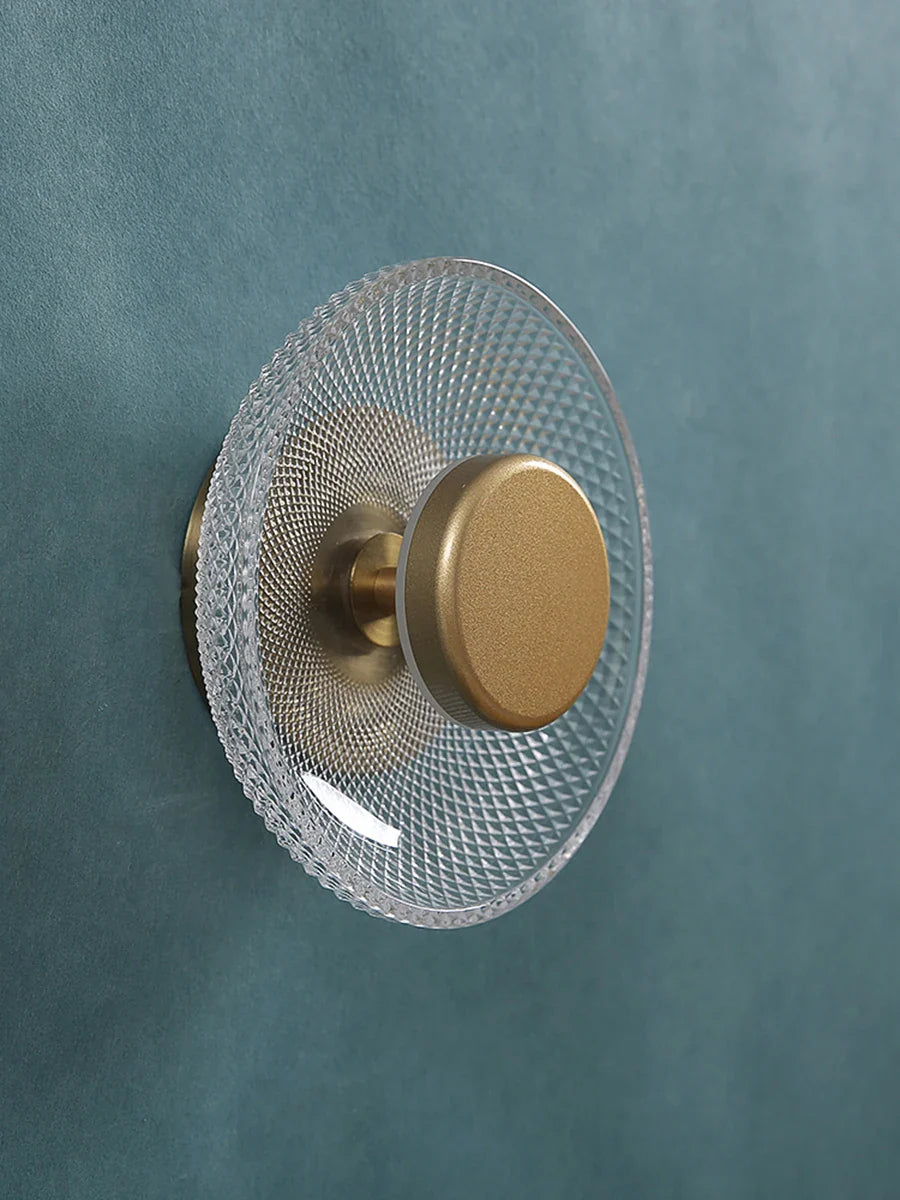 Modern Coloured Glass Wall Lamp | Textured LED Disc Light
