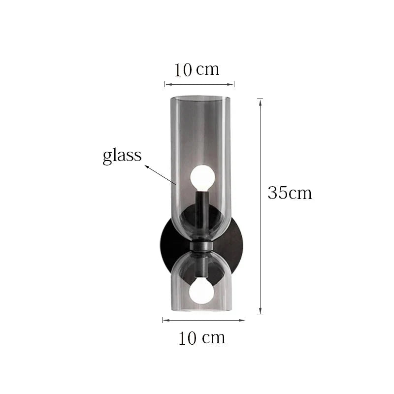 Nordic Glass Wall Lamp | Smoked Tube Design