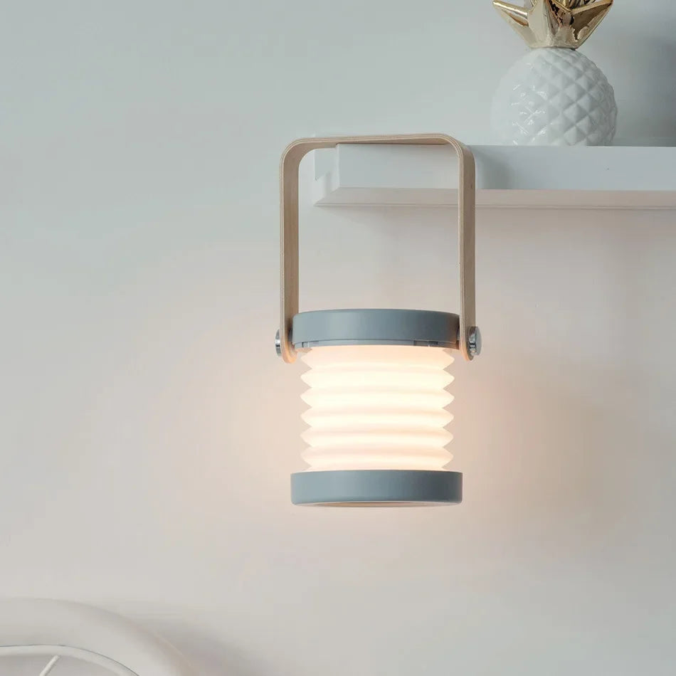 Creative Wooden Handle Portable Lantern | Folding Rechargeable Table Lamp