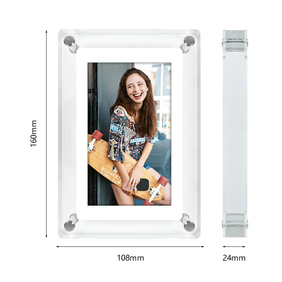 ClearFrame | Acrylic Digital Photo Frame | Portable IPS Display with Built-in Battery