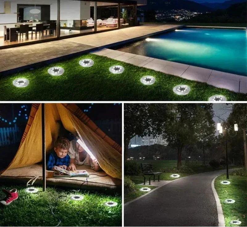 Solar Ground Lights with Round Stainless Steel Housing