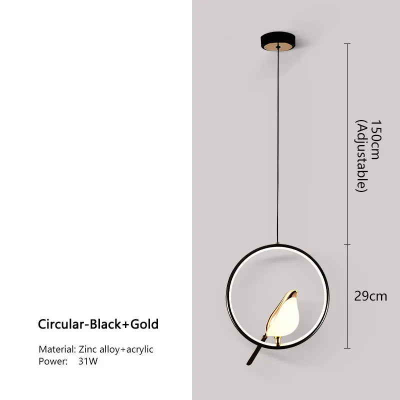 Magpie Pendant Light | Nordic LED Bird Design