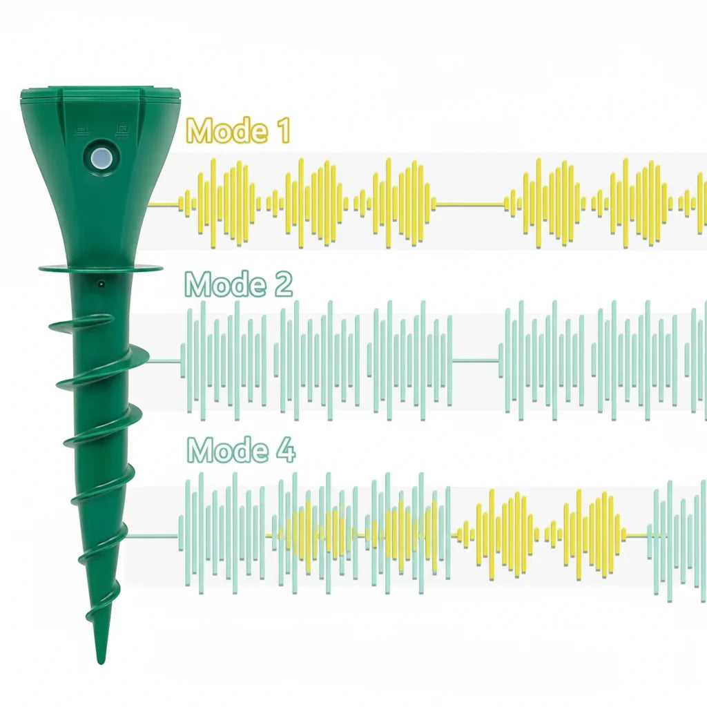 Solar Mole Repellent Stake Ultrasonic Garden Pest Deterrent