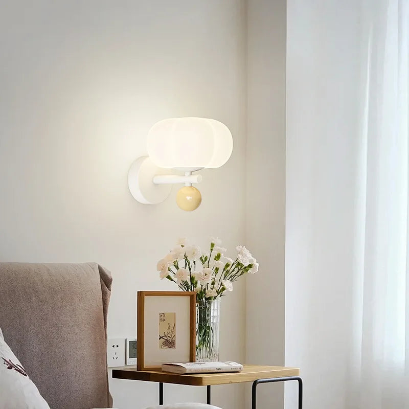 Nordic Pumpkin Wall Lamp | Modern Glass & Metal Sconce
