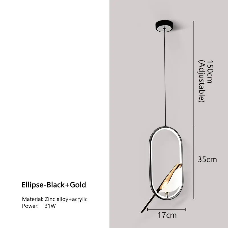 Magpie Pendant Light | Nordic LED Bird Design