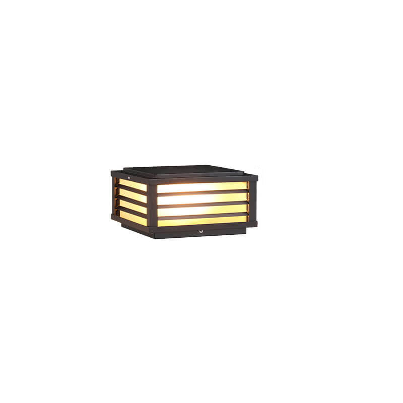 Solar Outdoor Wall Lamp Black Square Fence Mount Design