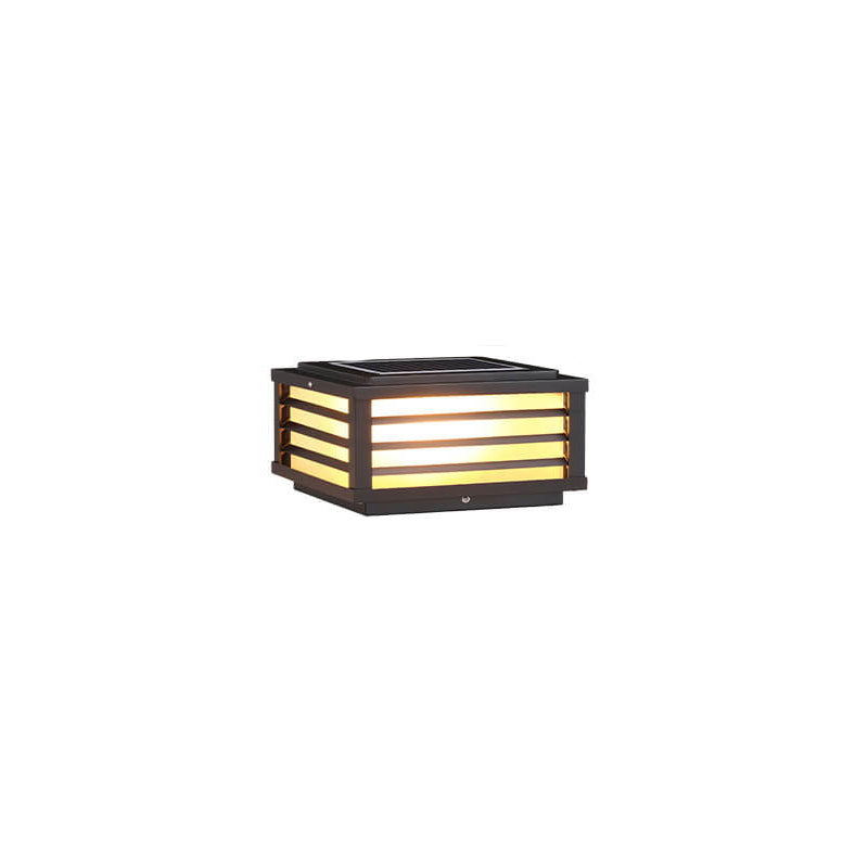 Solar Outdoor Wall Lamp Black Square Fence Mount Design