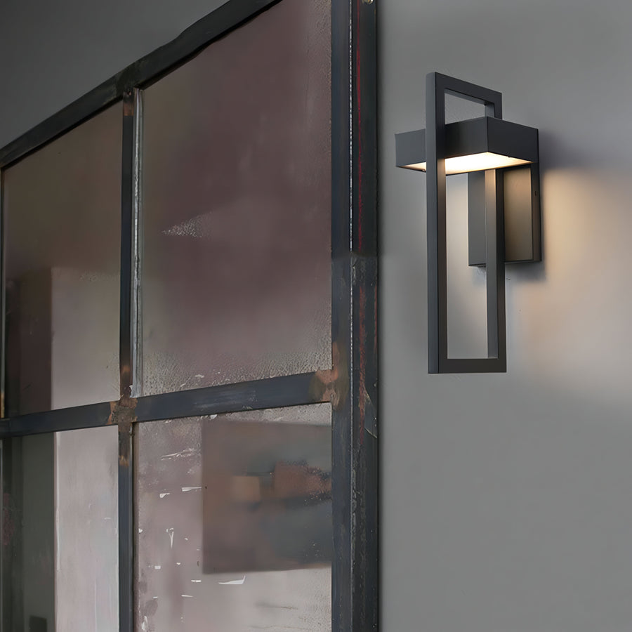 Modern Black Steel Outdoor Wall Lamp Architectural Design