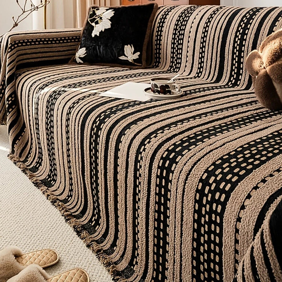 Sahara Style Plush Boho Couch Cover Blanket