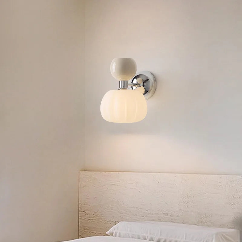 Nordic Pumpkin Wall Lamp | Modern Glass & Metal Sconce