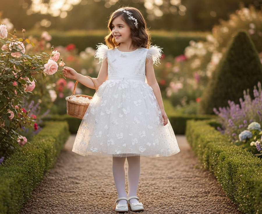 ERICA BUTTERFLY WHITE DRESS