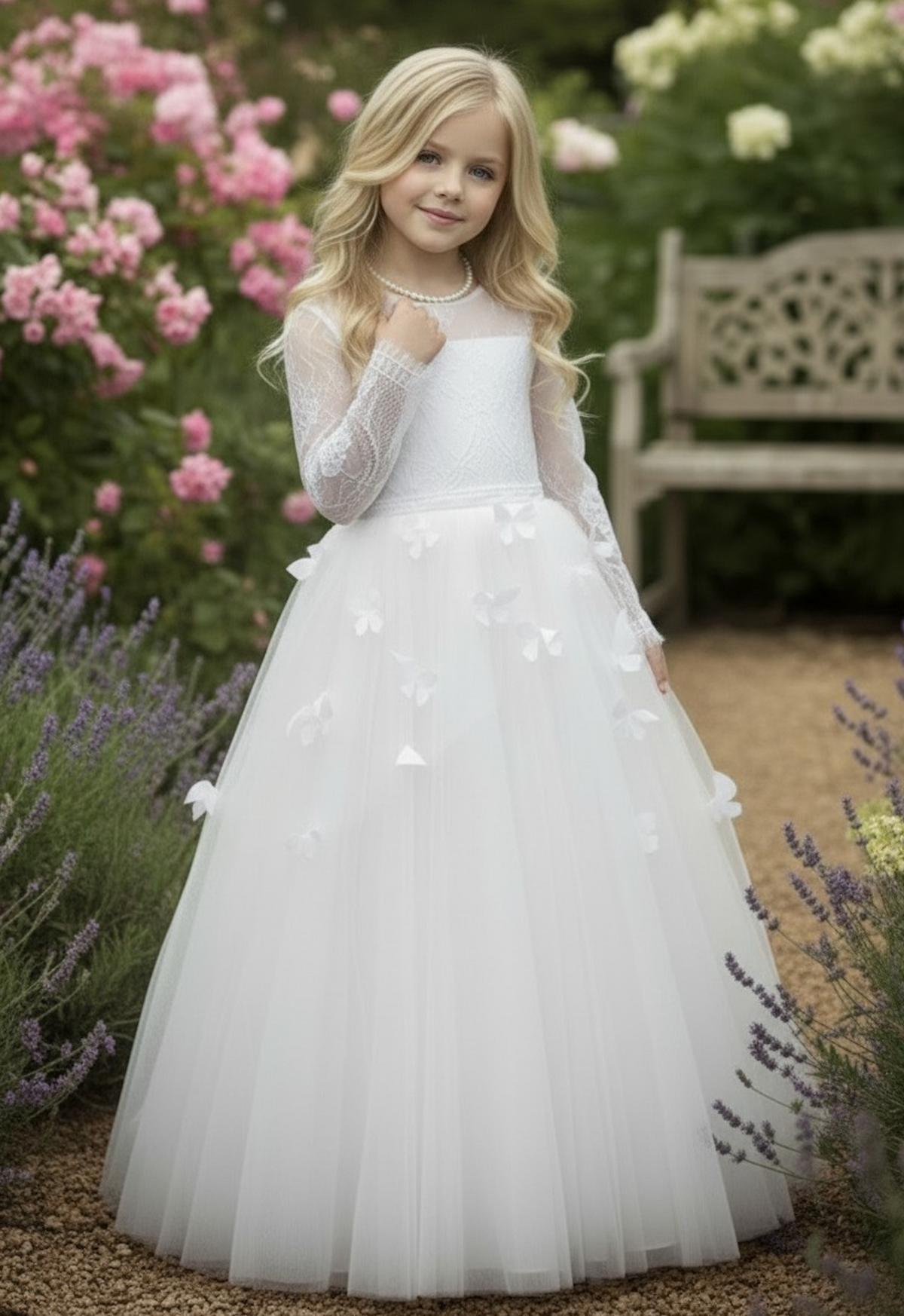 KIARA WHITE BUTTERFLY BALL GOWN