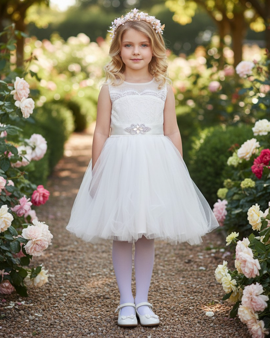 FRANCY WHITE DRESS & BELT SET