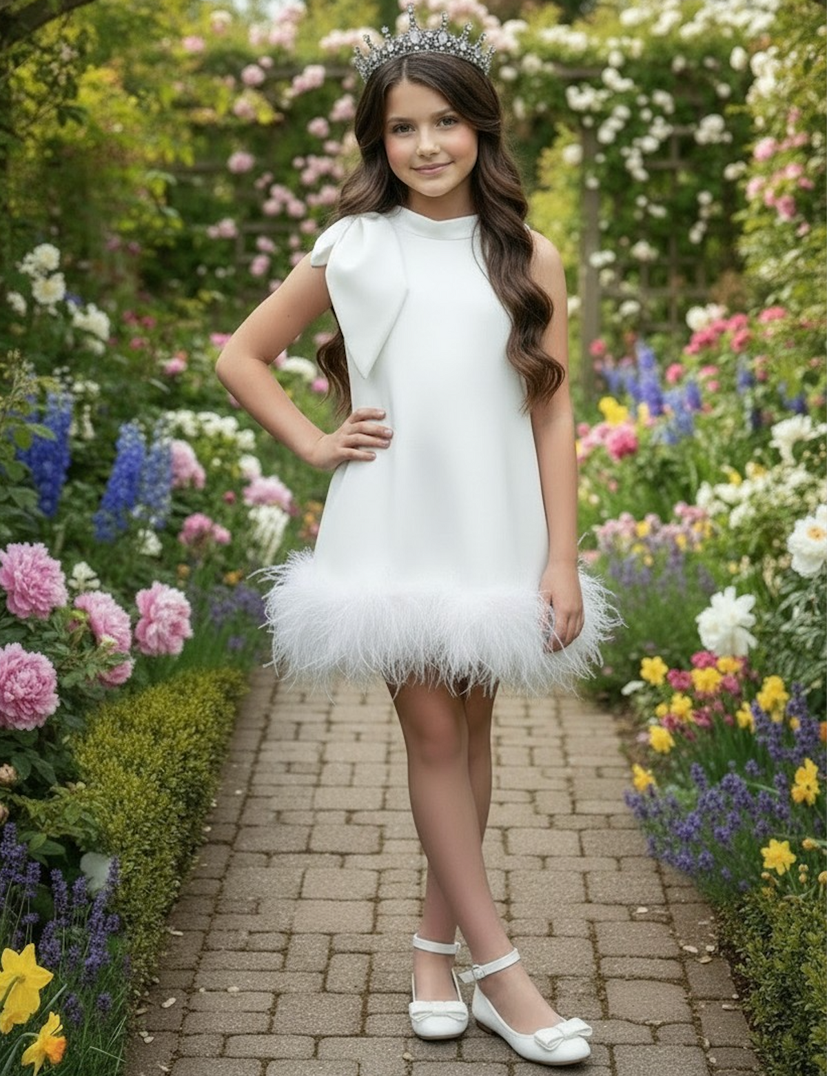 LILI FEATHER TRIM DRESS