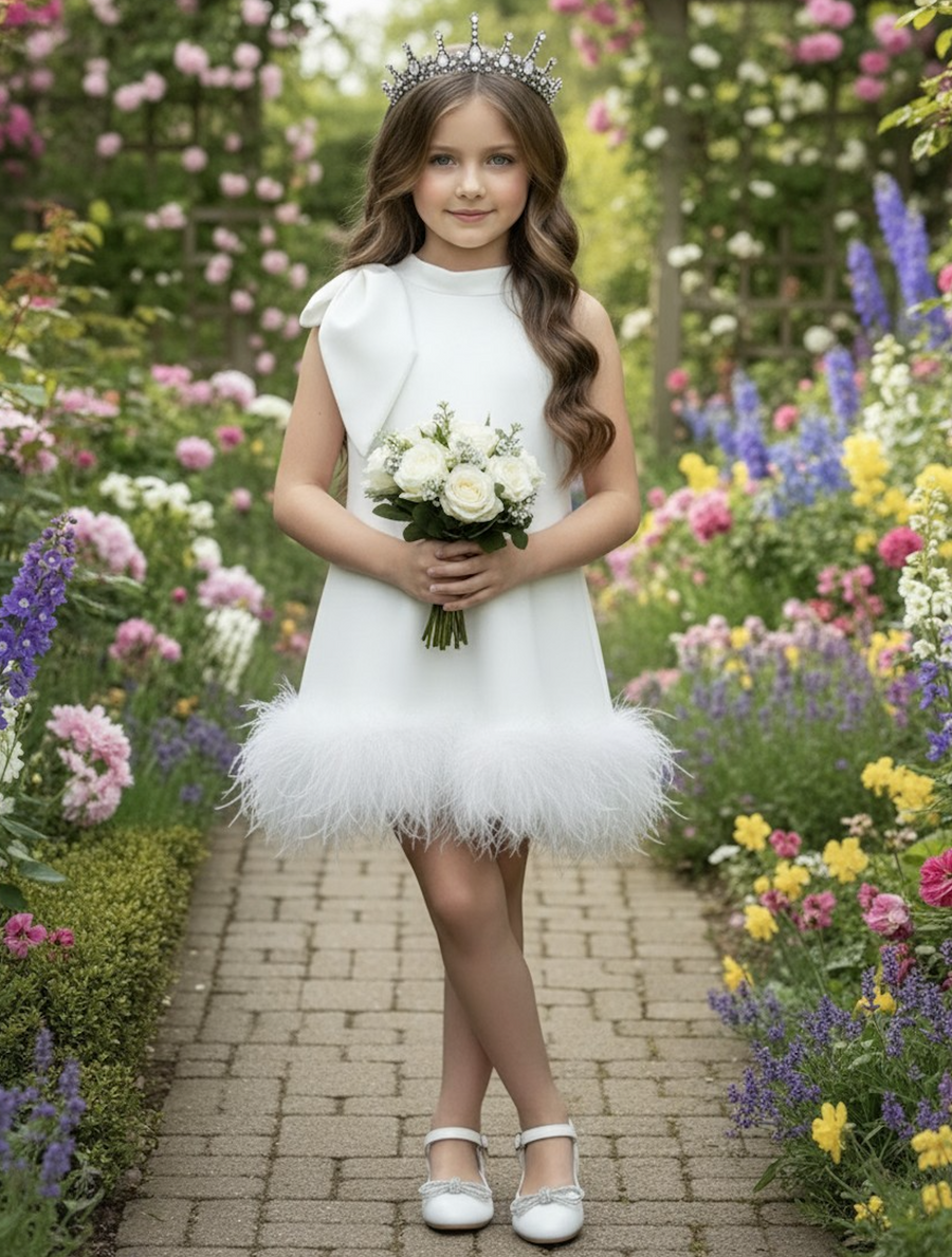 LILI FEATHER TRIM DRESS