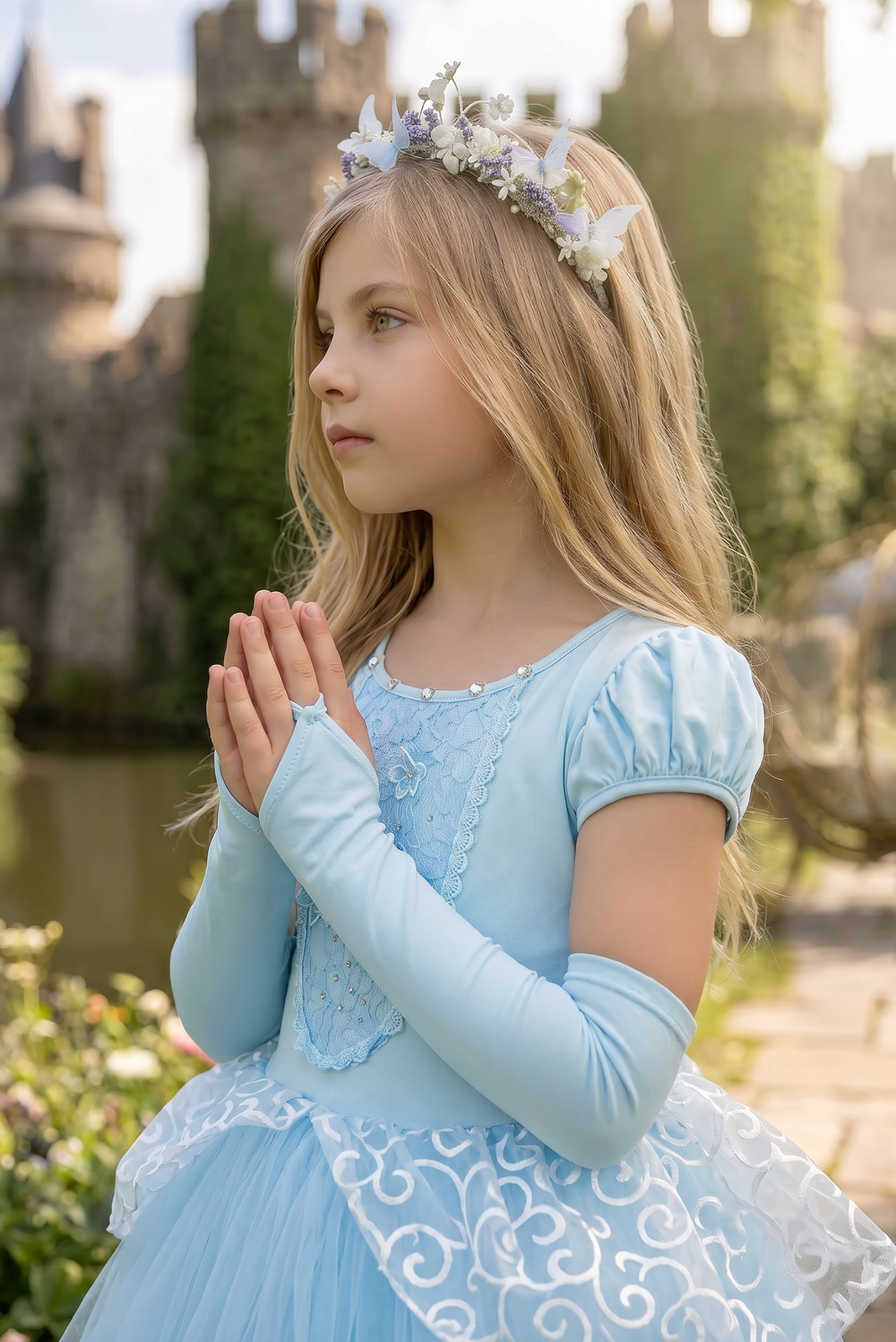 PRINCESS ADELINE GOWN & GLOVES SET BLUE