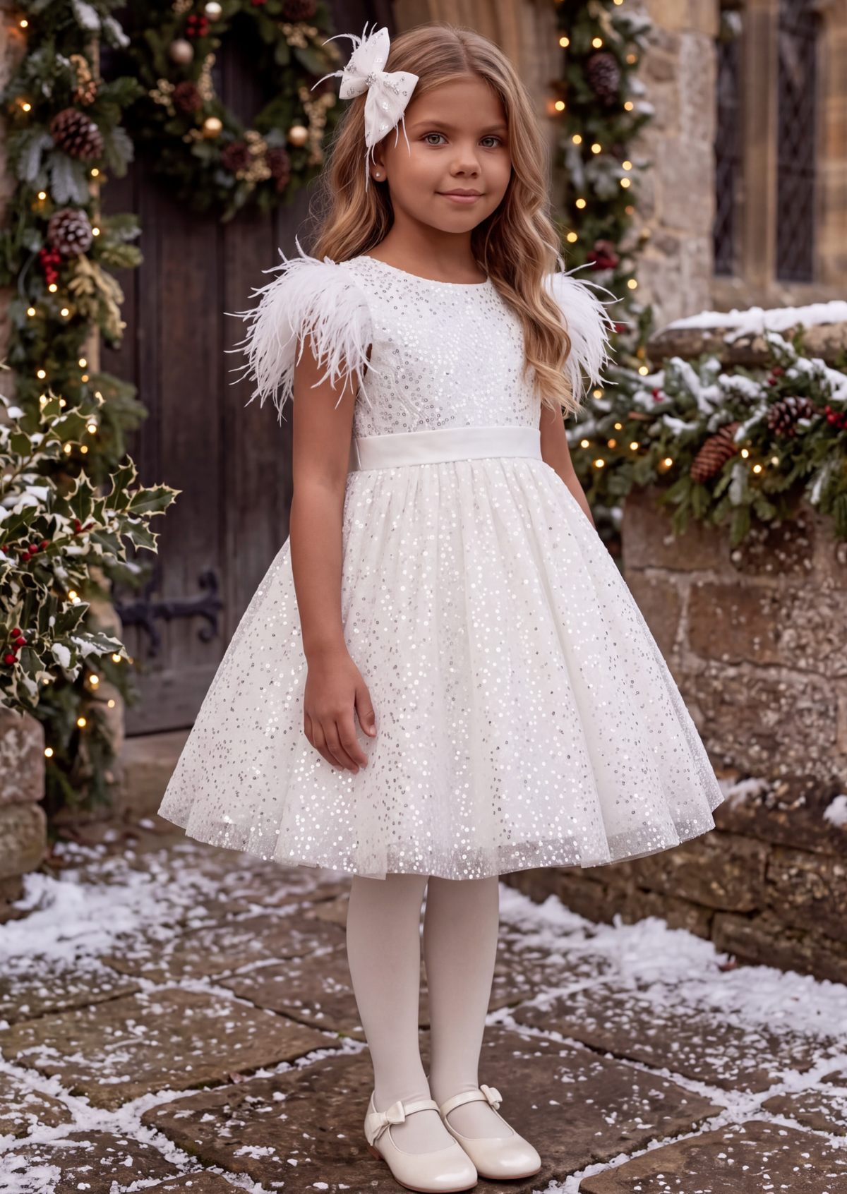 JAHLISA WHITE DRESS & HAIR BOW SET