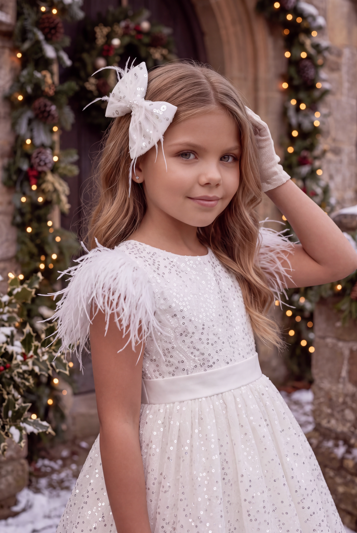 JAHLISA WHITE DRESS & HAIR BOW SET