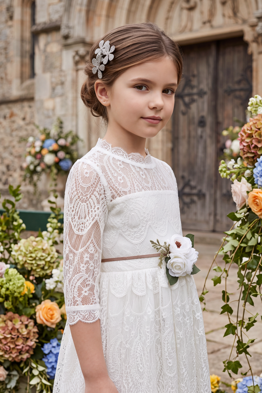 BELISA WHITE GOWN & BELT SET