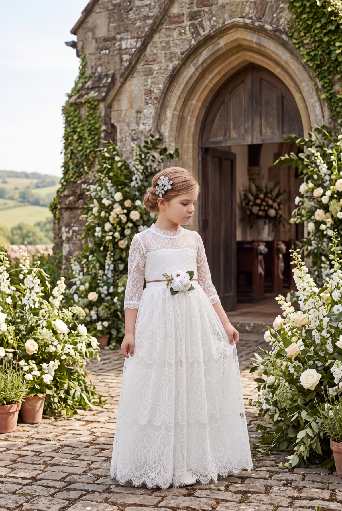 BELISA WHITE GOWN & BELT SET