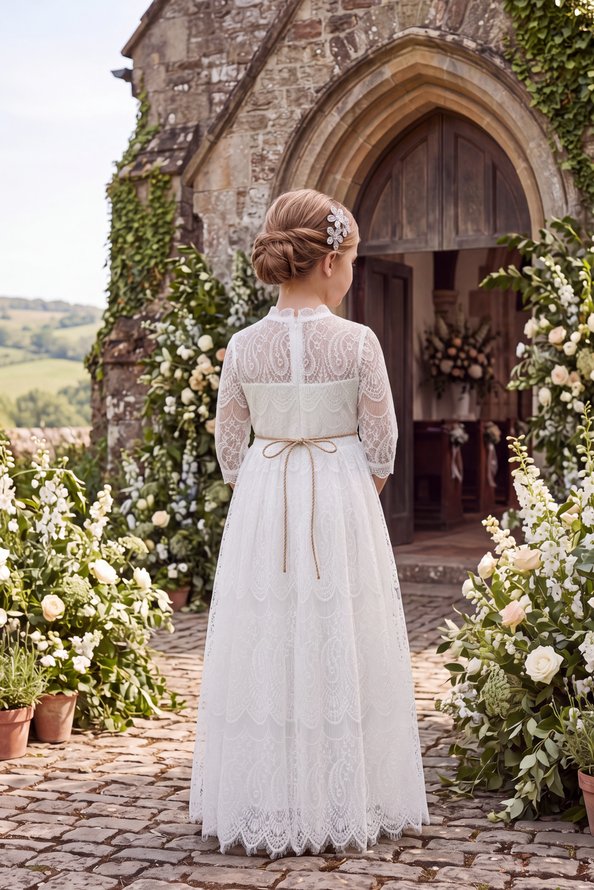 BELISA WHITE GOWN & BELT SET