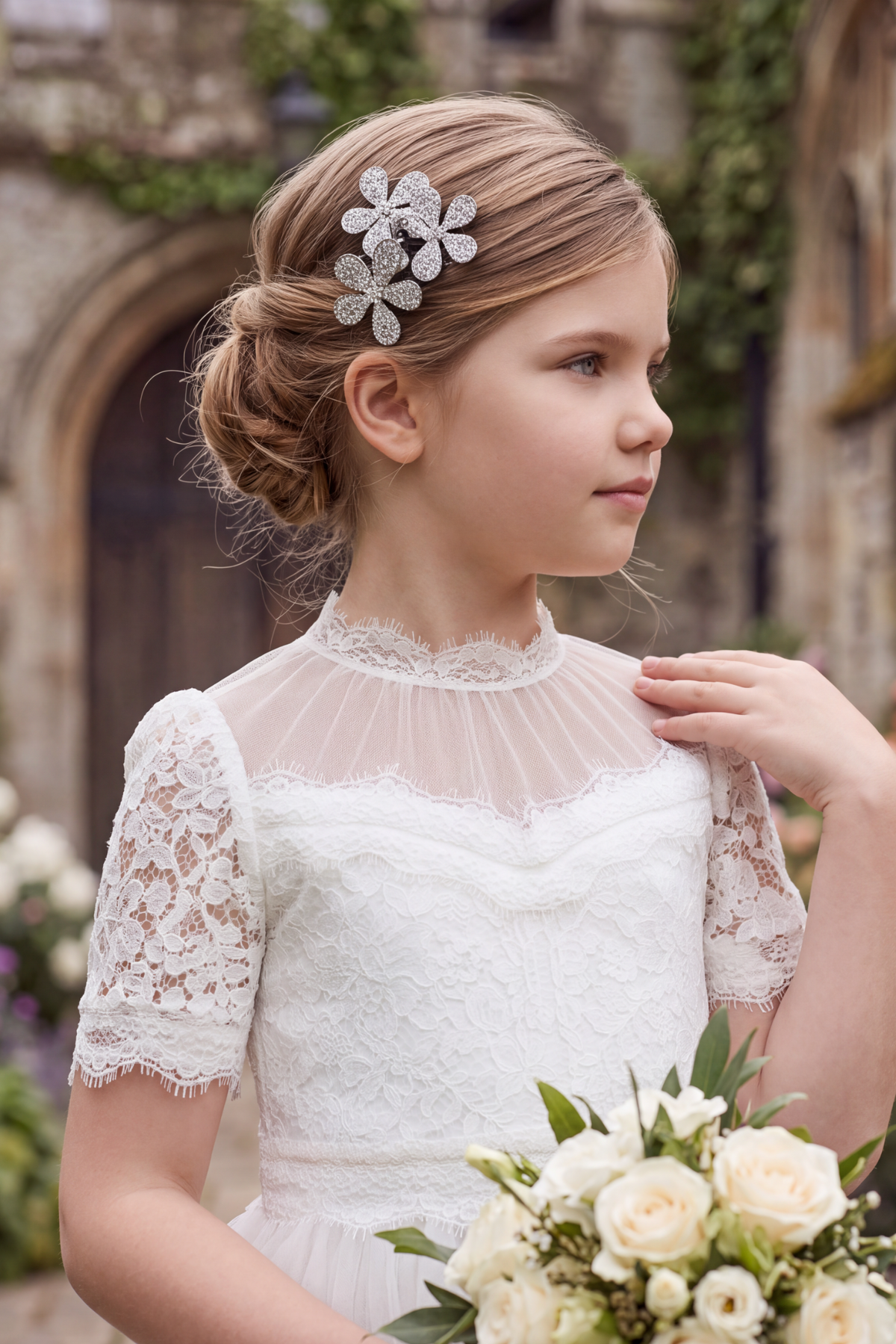 MARY FLORAL LACE WHITE GOWN