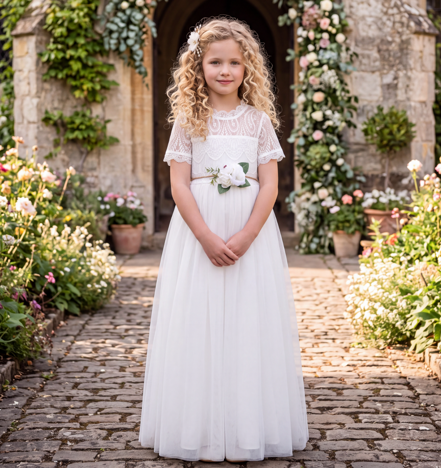 NYSSA WHITE GOWN & BELT SET