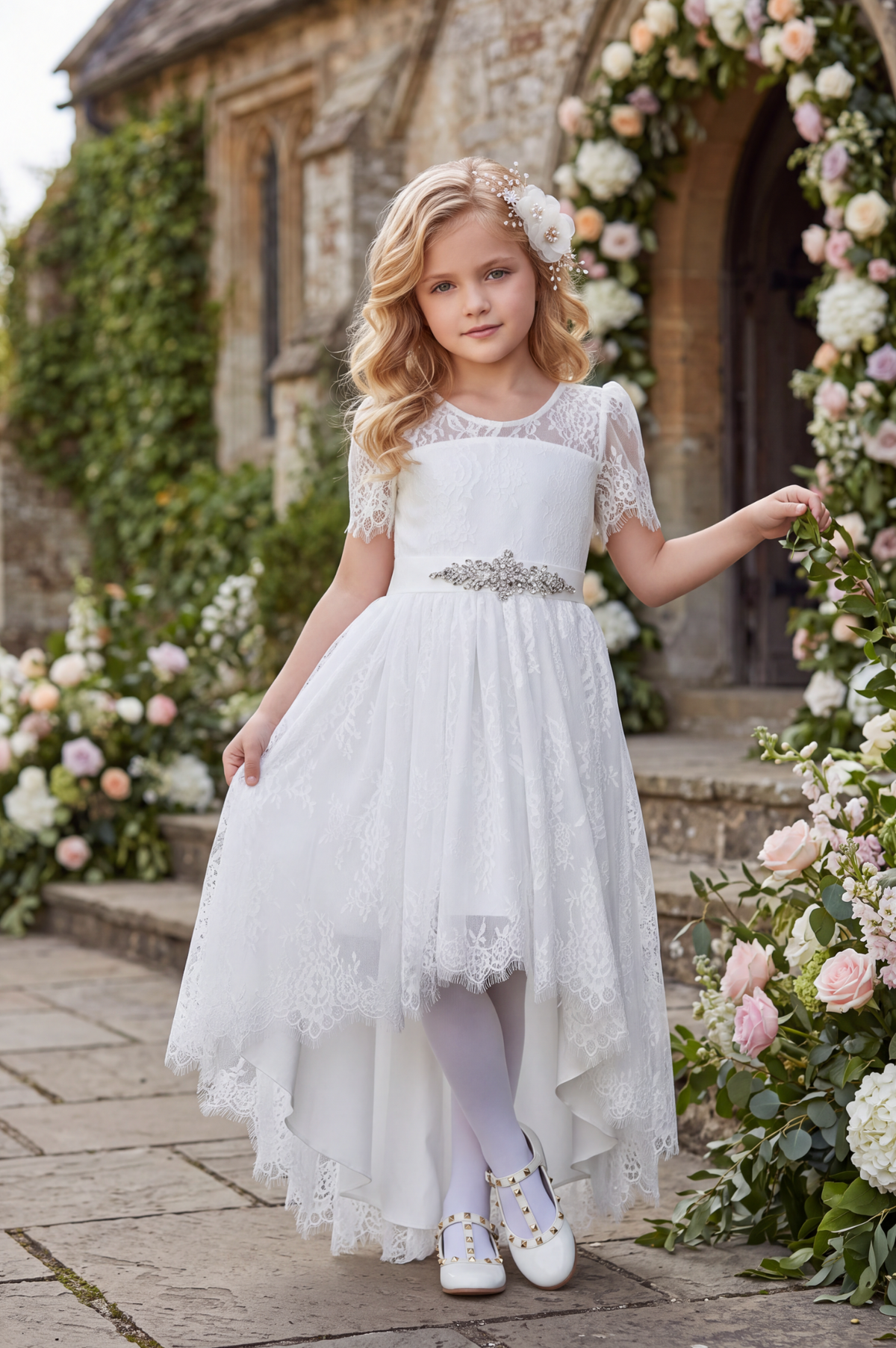ANISA WHITE DRESS & BELT SET